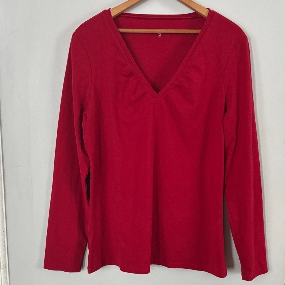 Ann Taylor Red V-Neck Blouse